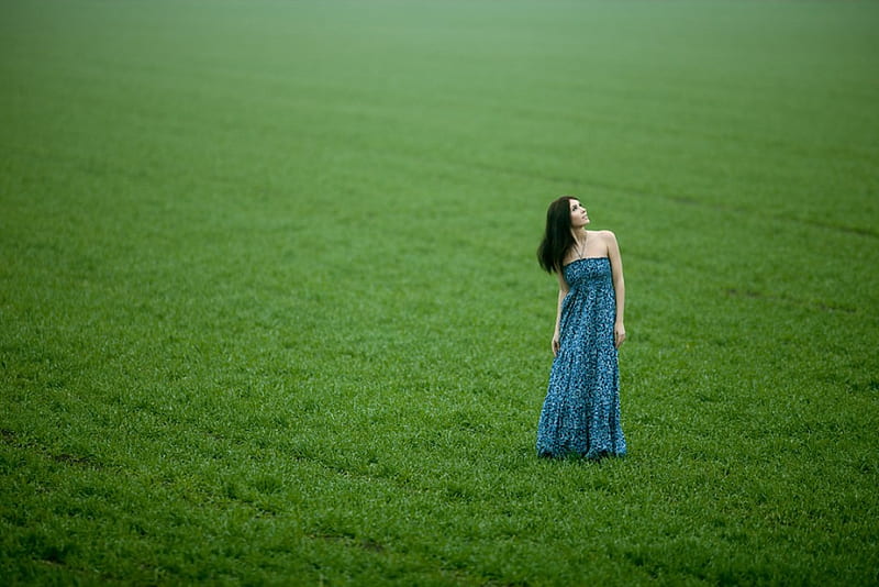 Lovely girl and fresh green grass, wonderful, grass, lovely girl, beautiful  day, HD wallpaper | Peakpx