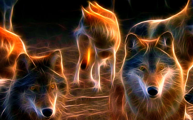 Manada de lobos, digitales, arte, bonito, abstracto, Fondo de pantalla HD |  Peakpx