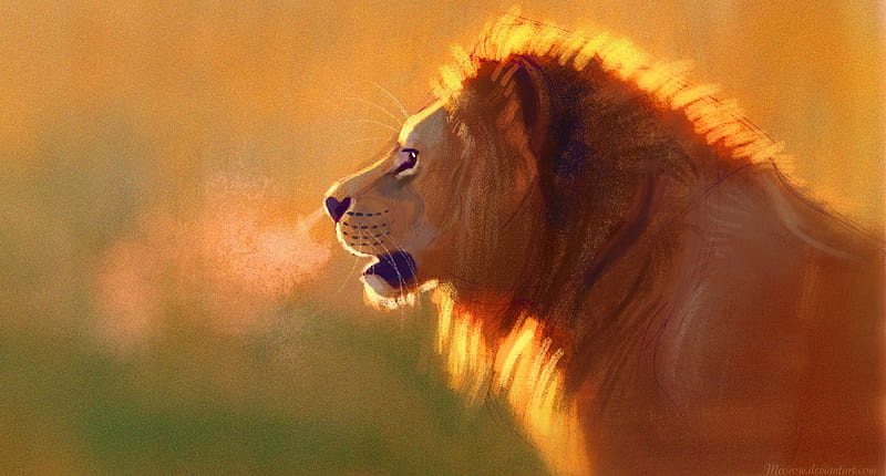 lion, big cat, king of beasts, wildlife, art, HD wallpaper