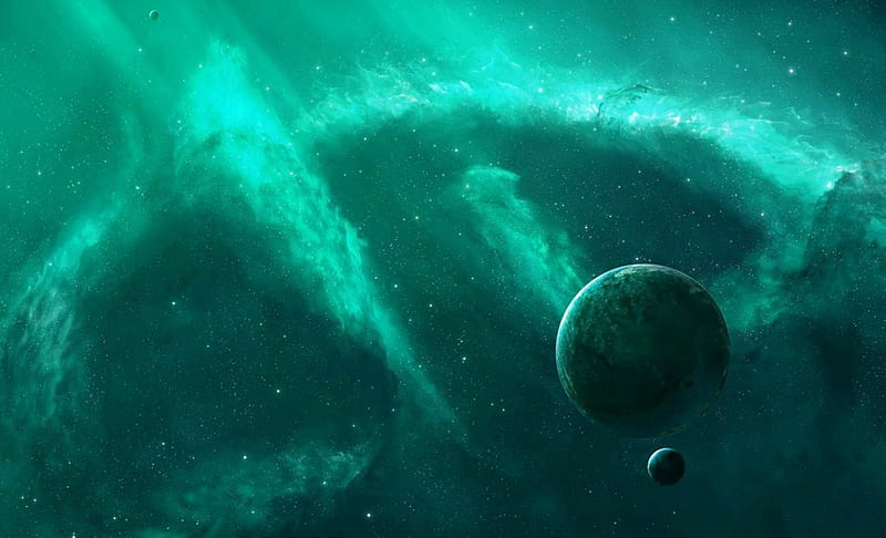 Green Universe, planets, space, rockets, clouds, nice, nebula, beauty, cosmos, art, moons, , black, abstract, galaxy, spatial, cool, awesome, planetoid, artistic, fiction, nebulae, comets, scientific, bonito, halo, green, galaxies, light, stars, amazing, colors, asteroid, universe, HD wallpaper