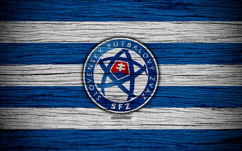 Slovakia national football team, logo, UEFA, Europe, football, wooden texture, soccer, Slovakia, European national football teams, Slovak Football Federation, HD wallpaper