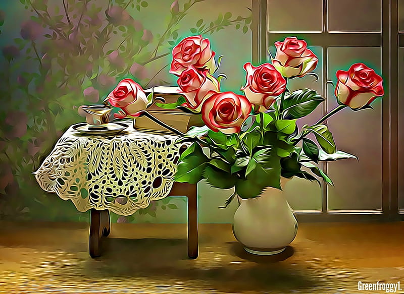 ROSES IN A VASE, ROSES, FLOWERS, VASE, HD wallpaper | Peakpx