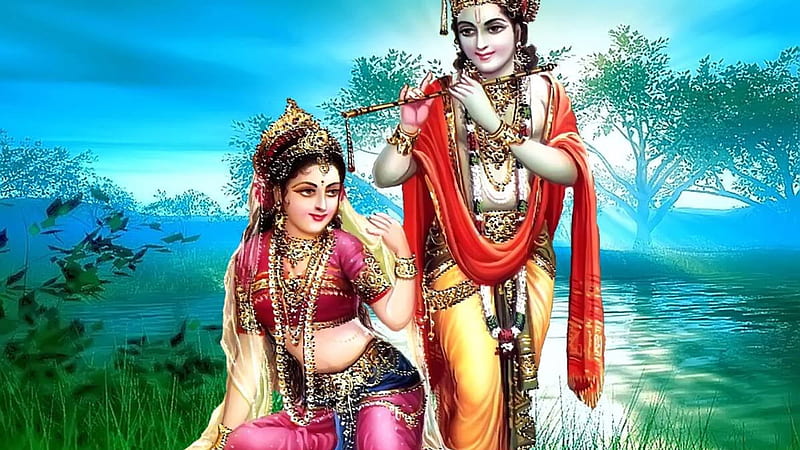 God Lord Krishna River Flute Krishna, HD wallpaper