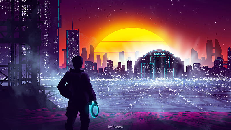 Man With Blue Ring In Hand Vaporwave, HD wallpaper