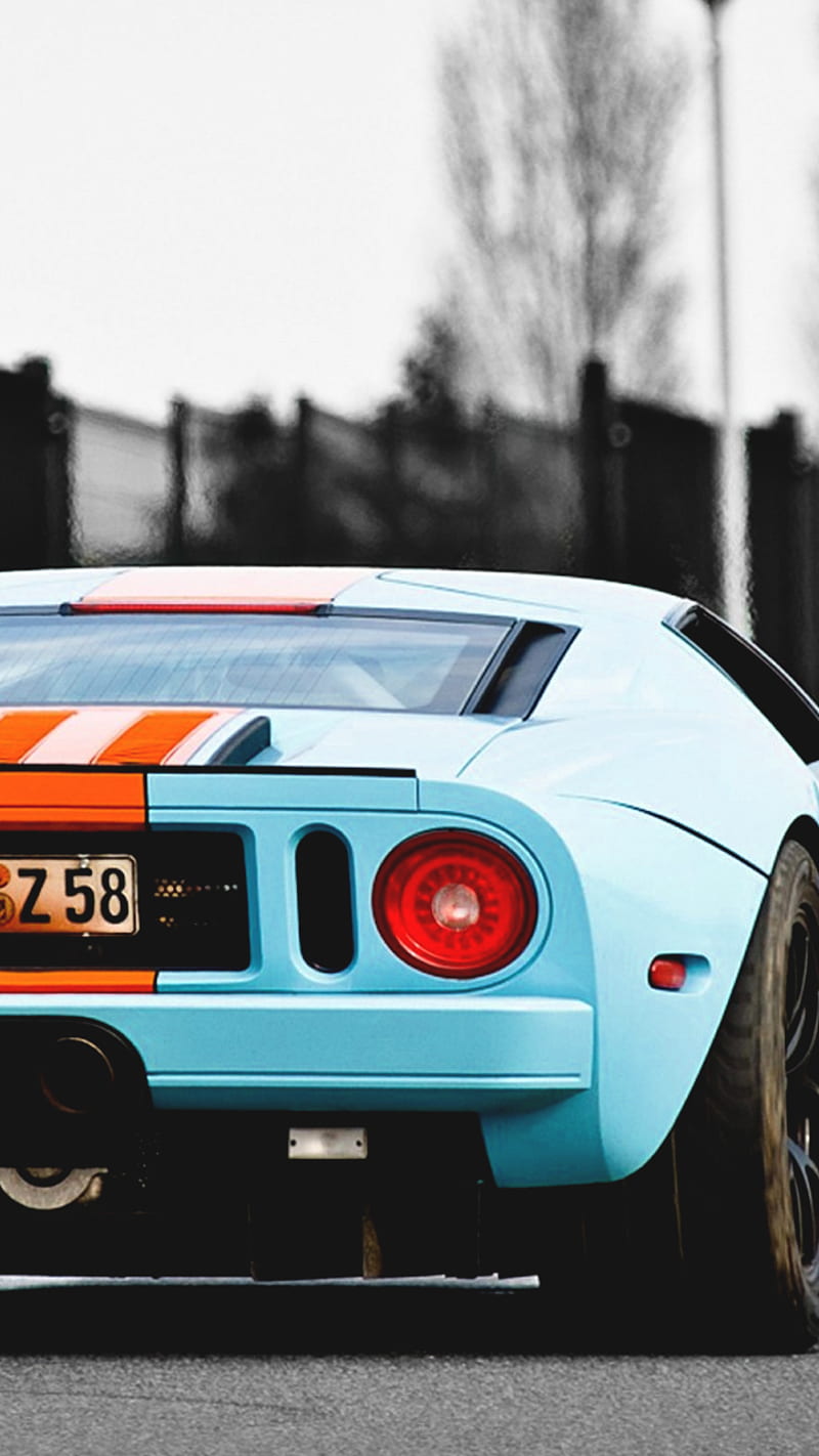 Ford GT 40 Gulf, blue car, car, ford gt, ford gt 40, ford gt40, gt 40, gt40, , race car, tuning, HD phone wallpaper