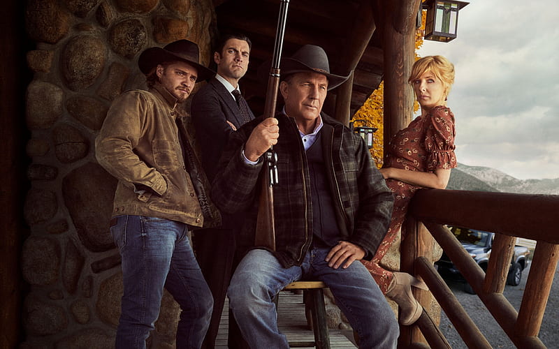 Yellowstone, poster, main characters, promo materials, Kevin Costner, Kelly Reilly, Luke Grimes, HD wallpaper
