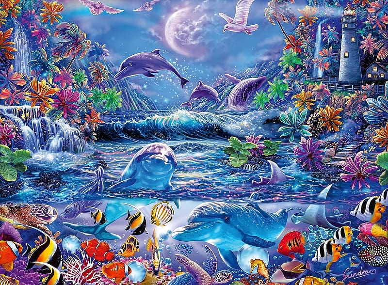 exotic coral reef, reef, corl, jigsaw, exotic, puzzle, HD wallpaper