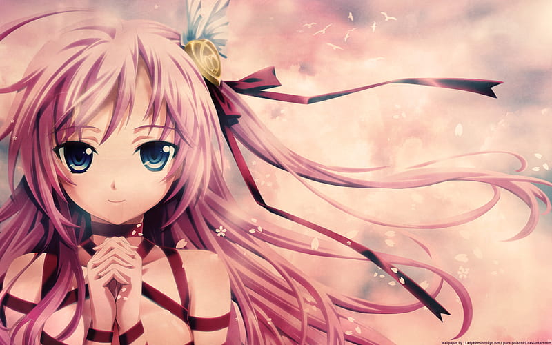 Prayer on a Breath of Wind, hope, wind, anime girl, prayer, pink, HD wallpaper