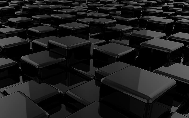 3d black cubes, 3d black background, 3d black glass cubes, background ...