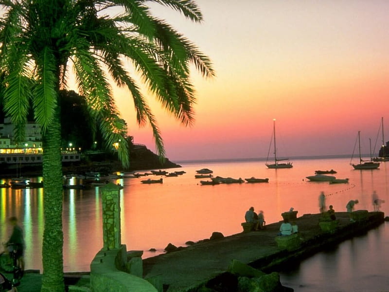 Mallorca Sunset, Docks, Puerto de Soller Mallorca, Ports, Sunset, HD wallpaper