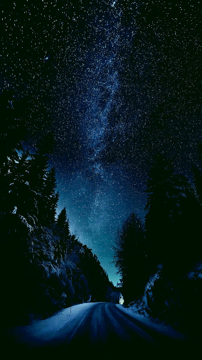 dark, mountain, night, northern, original, plus, sky, stars, HD phone wallpaper