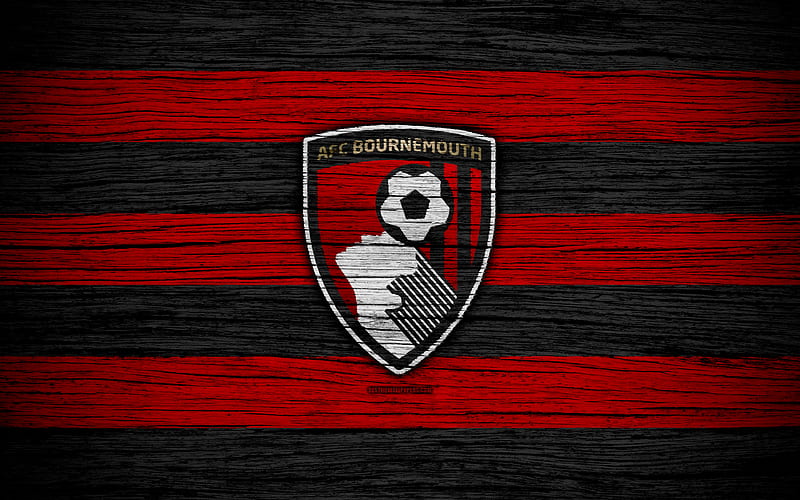 Bournemouth Premier League, logo, England, wooden texture, FC Bournemouth, soccer, football, Bournemouth FC, HD wallpaper