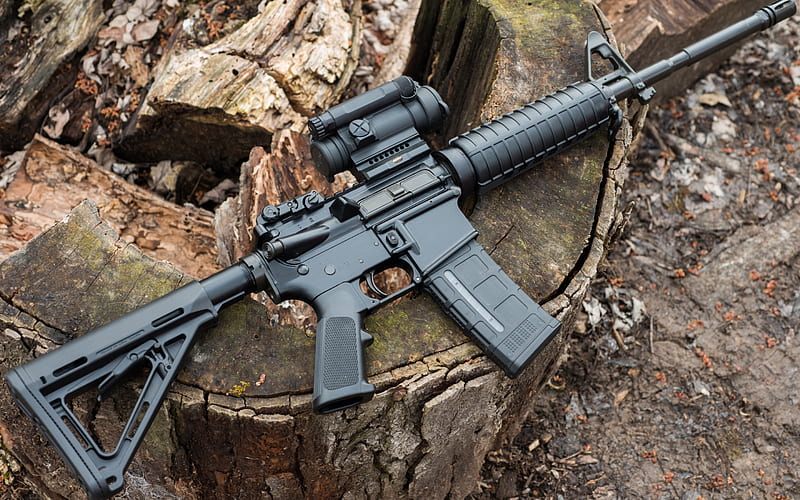 American semi-automatic rifle, AR-15, firearms, USA, special forces weapons, HD wallpaper