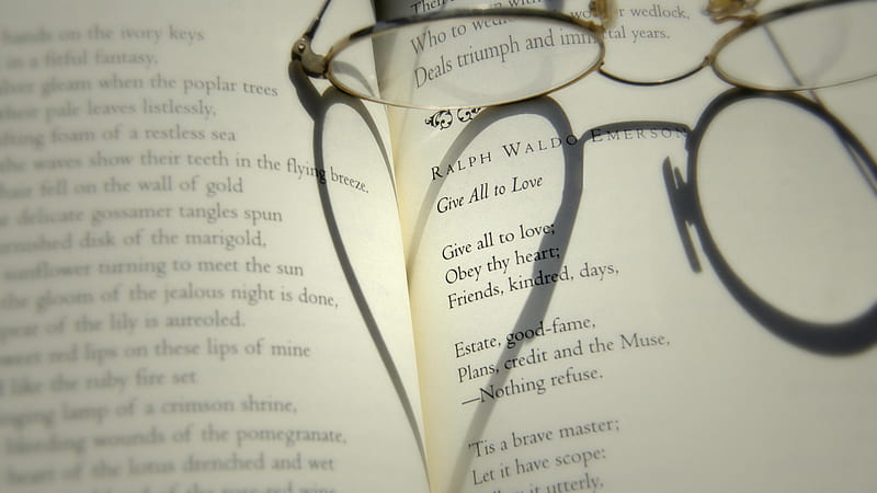 Reading Love Poems, graphy, love, heart, book, glasses, bonito, poems, abstract, HD wallpaper