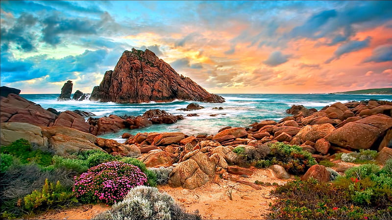 Australian landscape, beach, nature, sky, coast, HD wallpaper