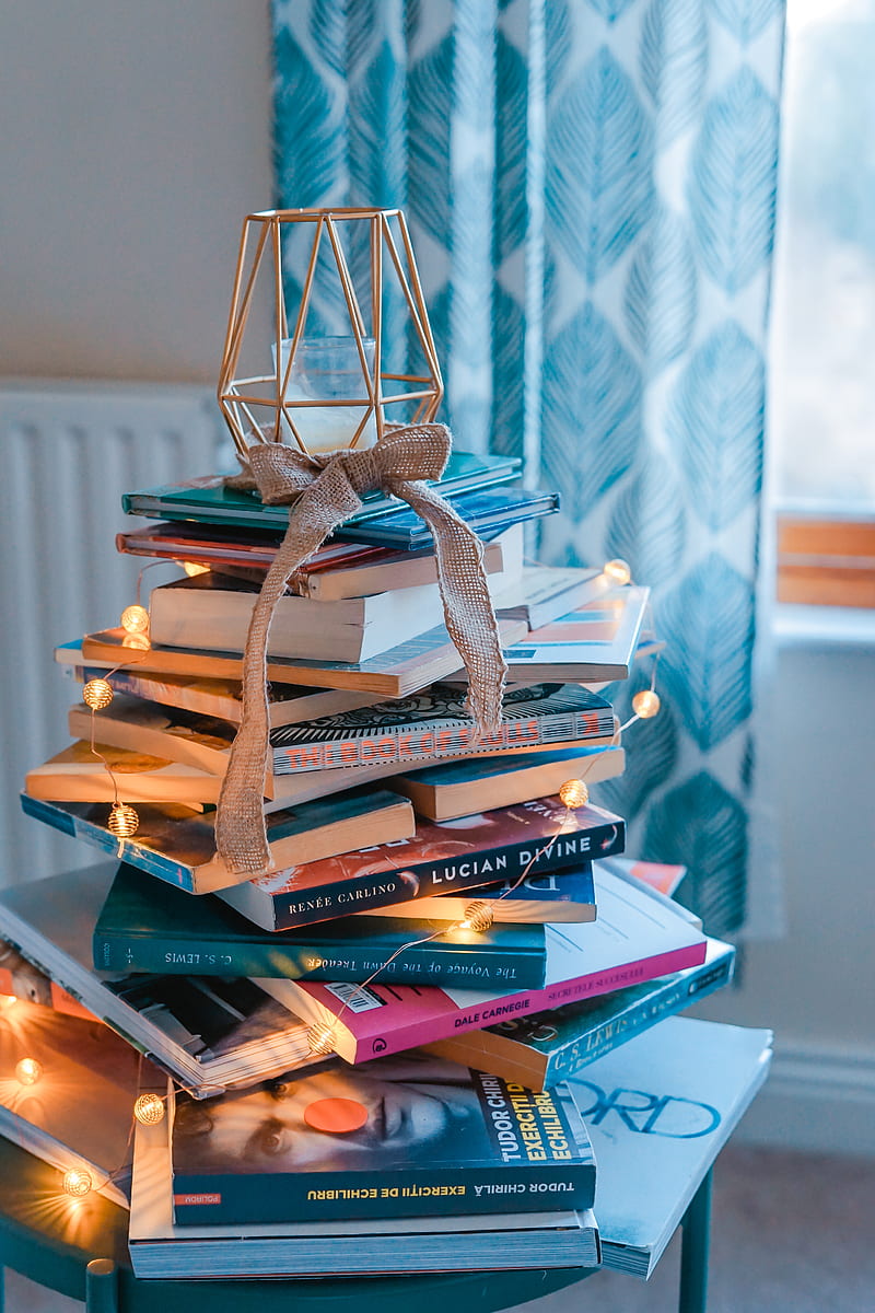 brown wooden framed candle holder on top of books, HD phone wallpaper