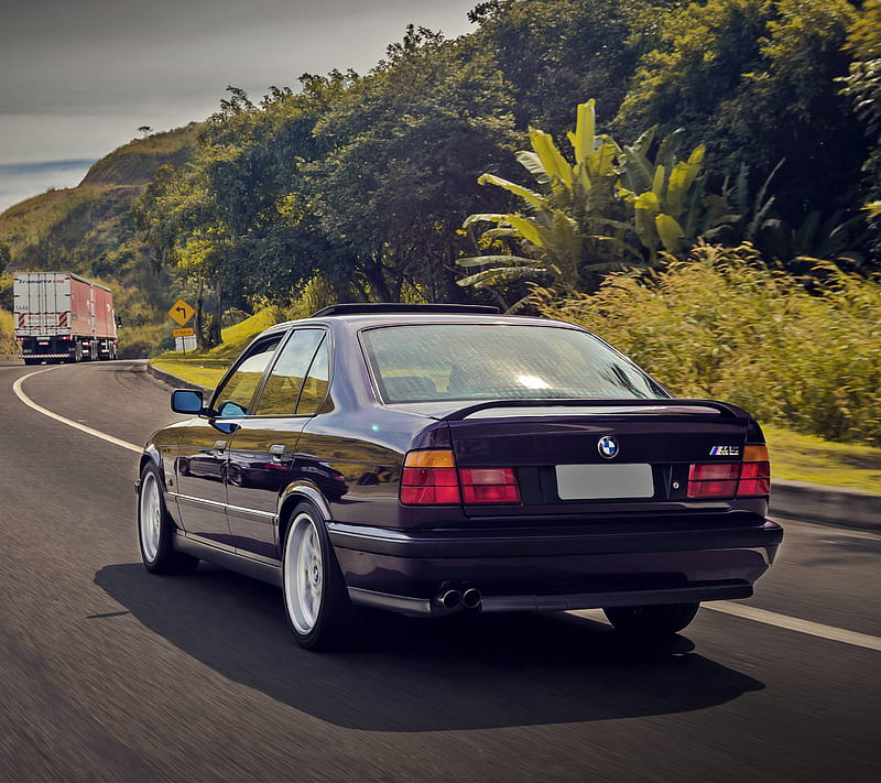 BMW E34, auto, bimmer, car, classic, m5, road, HD wallpaper