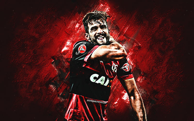 Henrique Dourado, Flamengo, forward, joy, red stone, famous footballers, football, Brazilian footballers, grunge, Serie A, Brazil, Henrique, HD wallpaper