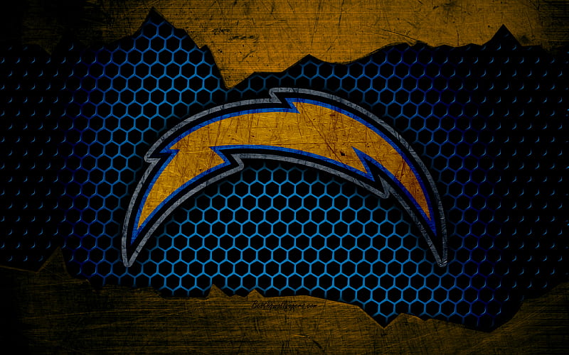 Los Angeles Chargers logo, NFL, american football, Chargers, AFC, USA, grunge, metal texture, West Division, HD wallpaper