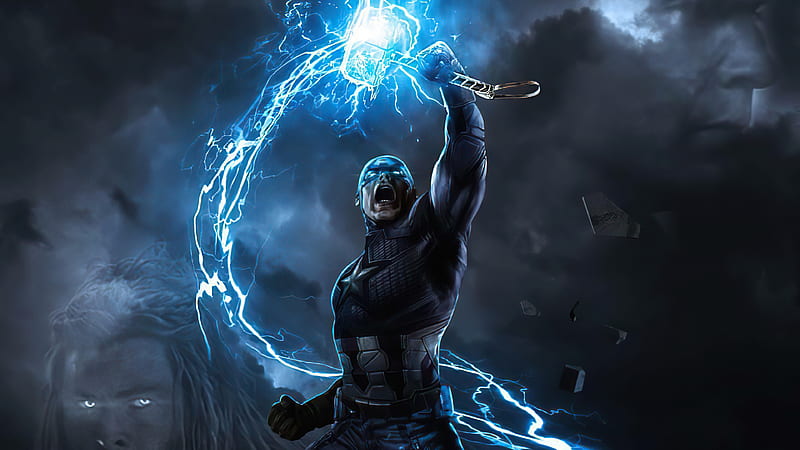 Captain America Mjolnir New Art , captain-america, superheroes, artwork, HD wallpaper