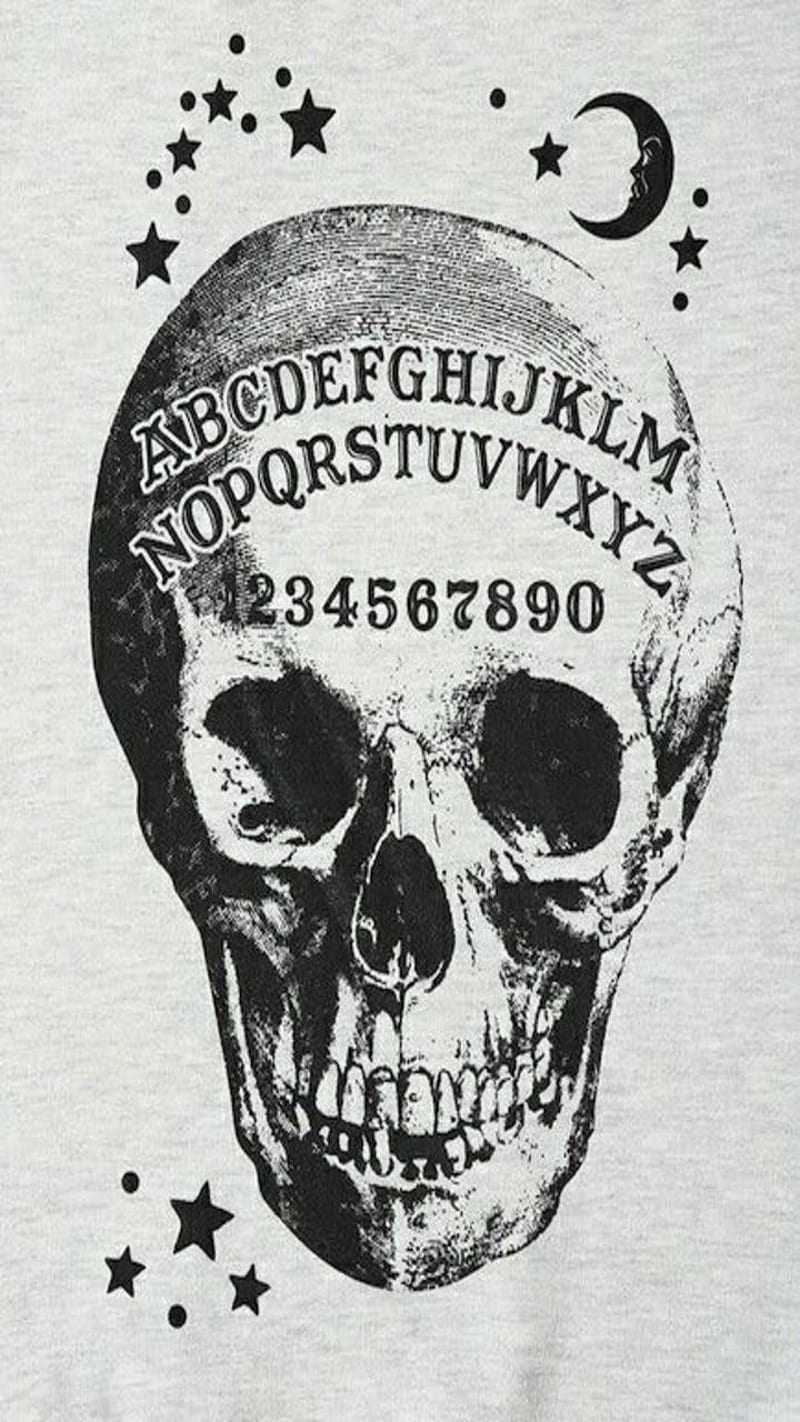 Skull, alphabet, moon, ouija, stars, HD phone wallpaper
