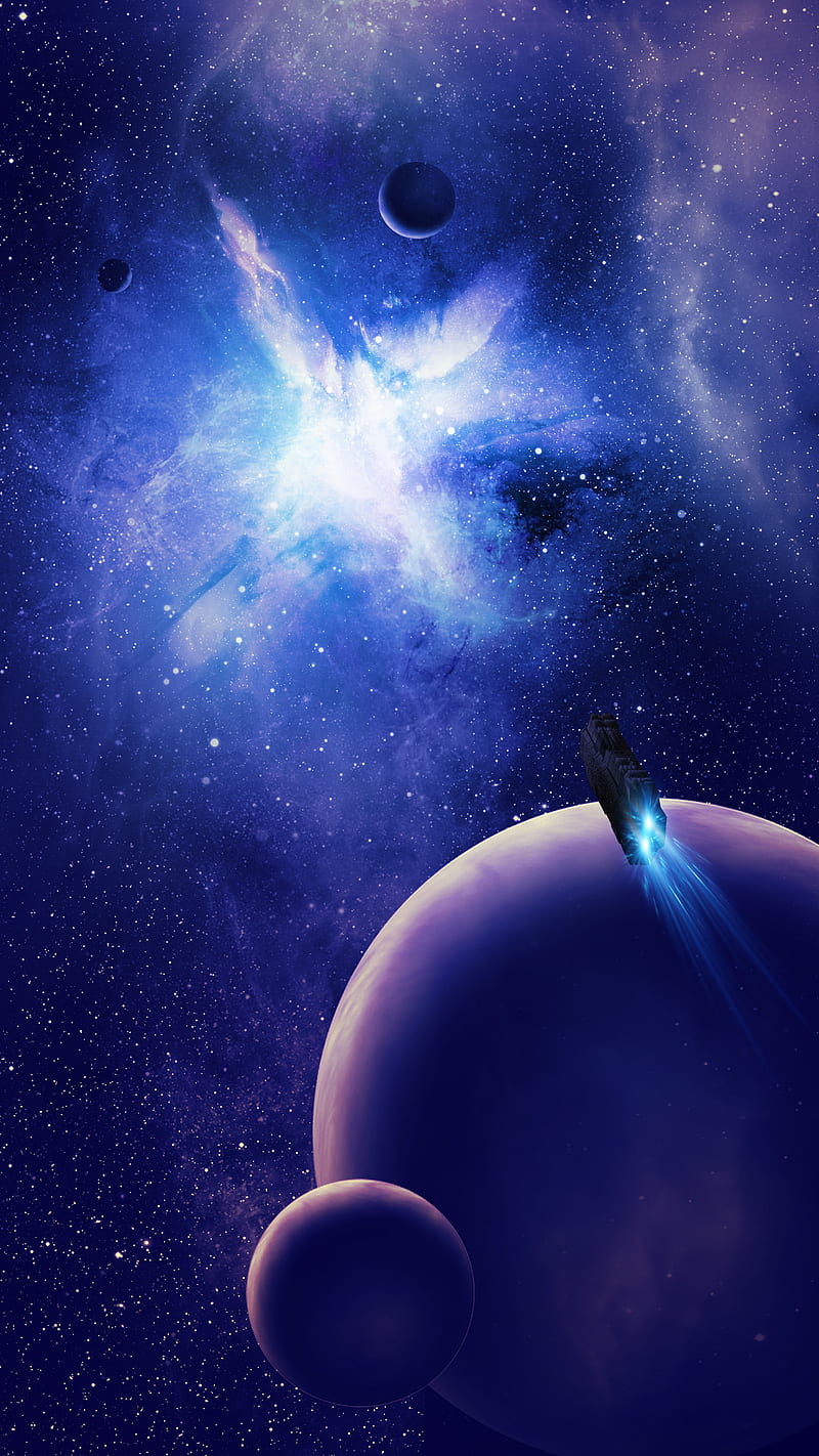 Time Space Fracture, cosmos, galaxy, moon, nebula, planets, sci-fi, scifi, space, sun, HD phone wallpaper