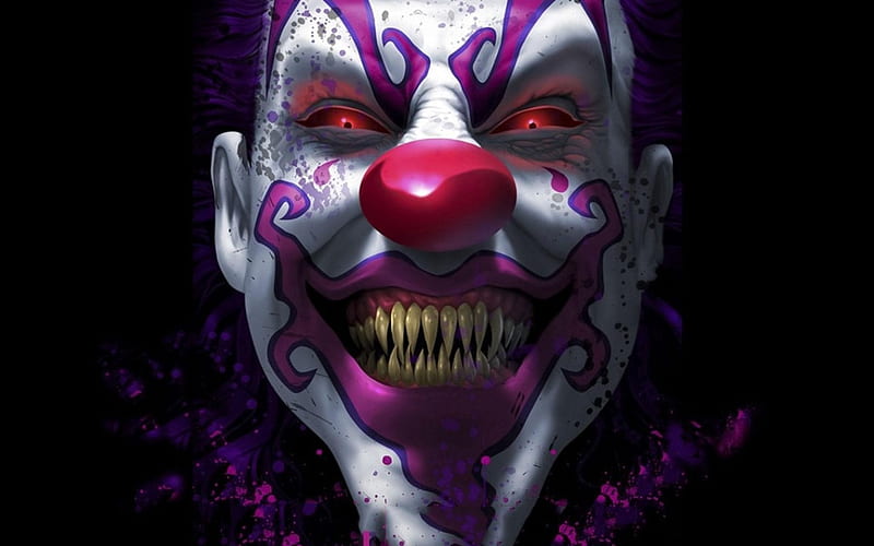 Creepy Clown, creppy, white, clown, red, HD wallpaper