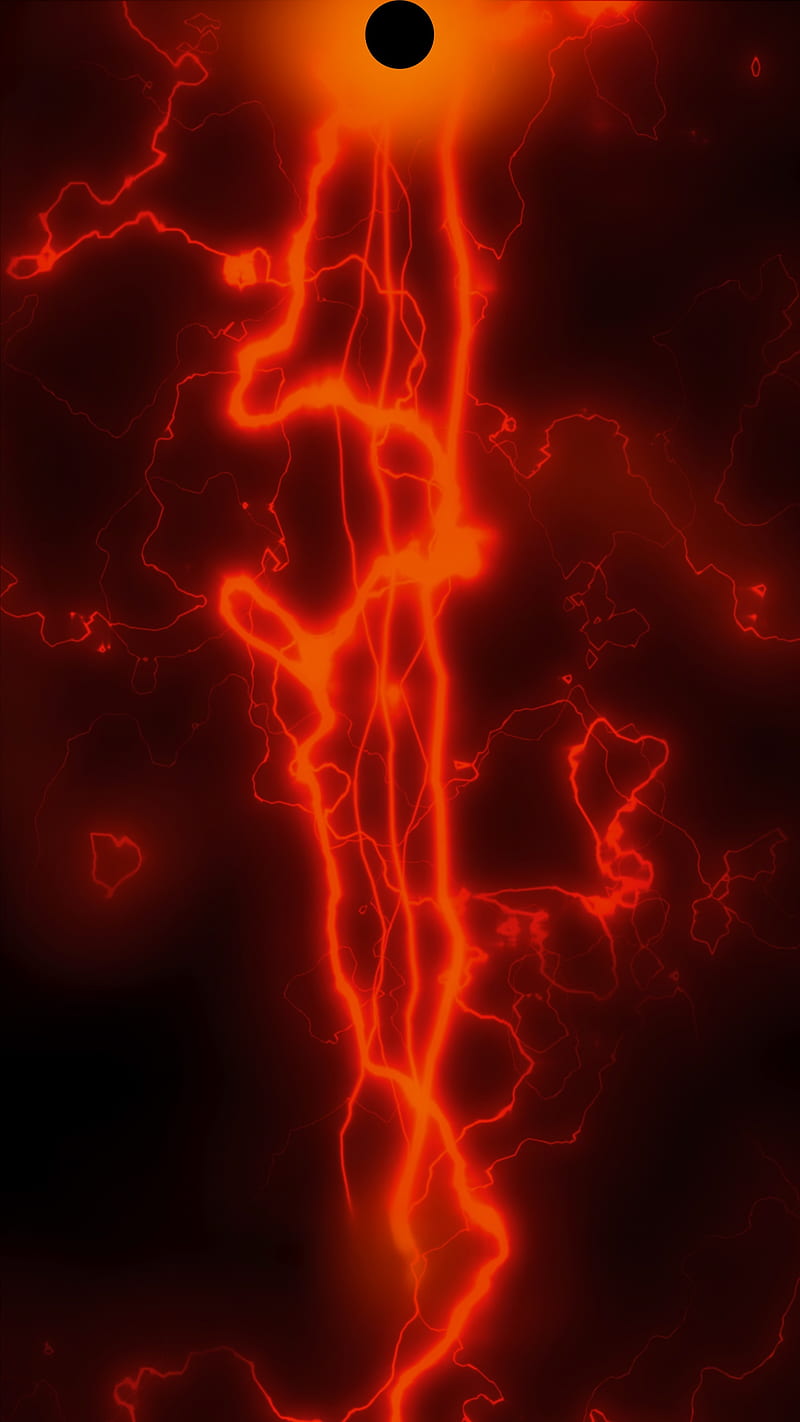 Red lightning notch, amoled, black, camera, edge, magic, neon, power, HD phone wallpaper