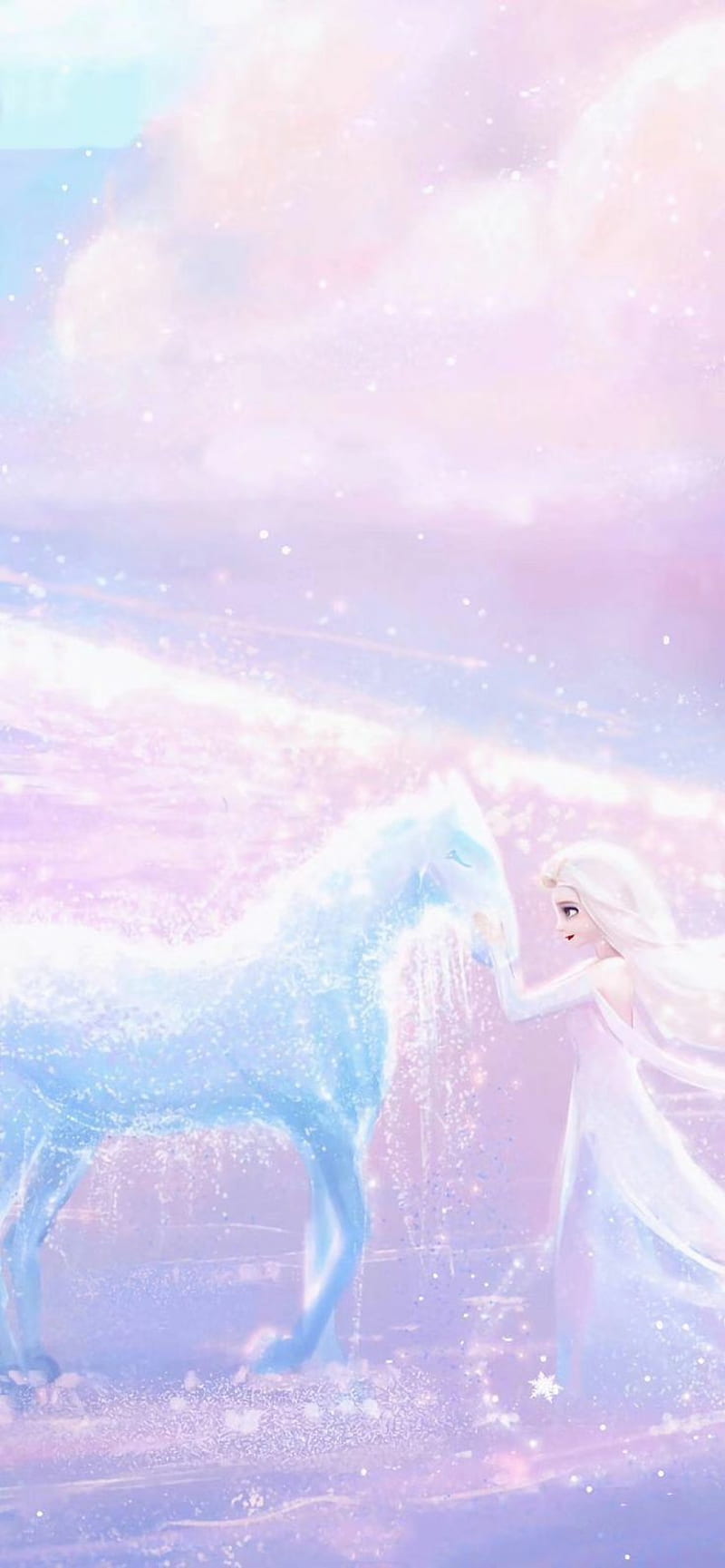 Elsa, disney, frozen 2, horse, mountain, pastel, pixar, sun, HD phone wallpaper