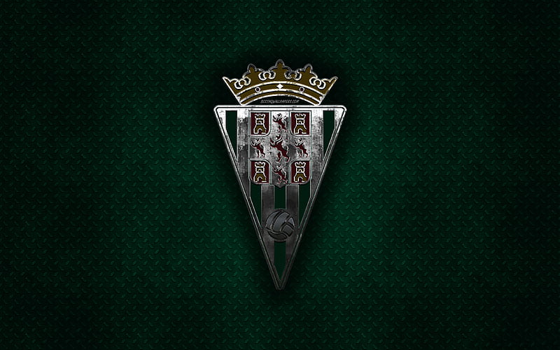 Cordoba CF, Spanish football club, green metal texture, metal logo, emblem, Cordoba, Spain, La Liga 2, creative art, LaLiga2, football, Cordoba FC, HD wallpaper