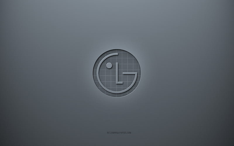 LG logo, gray creative background, LG emblem, gray paper texture, LG, gray background, LG 3d logo, LG Electronics, HD wallpaper