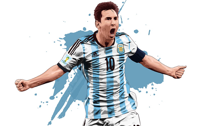 Lionel Messi, artwork, football stars, fan art, Barcelona FC, soccer, grunge, footballers, Messi, Barca, Leo Messi, Argentinian footballer, HD wallpaper