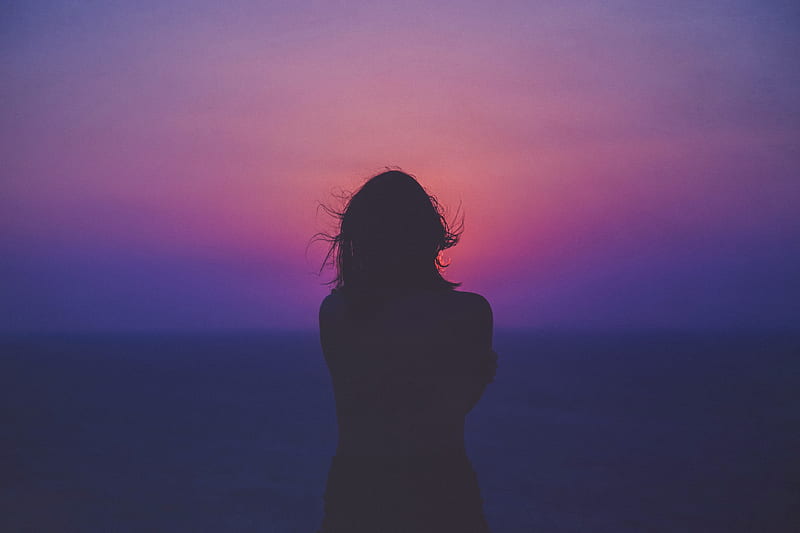 Lost In The Sunset Silhouette, silhouette, graphy, sunset, girls, HD wallpaper