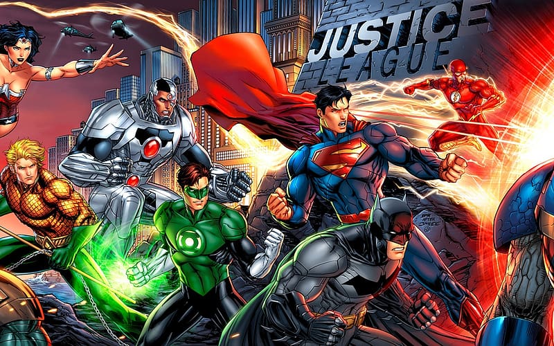 Batman, Superman, Green Lantern, Flash, Comics, Dc Comics, Hal Jordan, Aquaman, Wonder Woman, Cyborg (Dc Comics), Justice League, Barry Allen, HD wallpaper