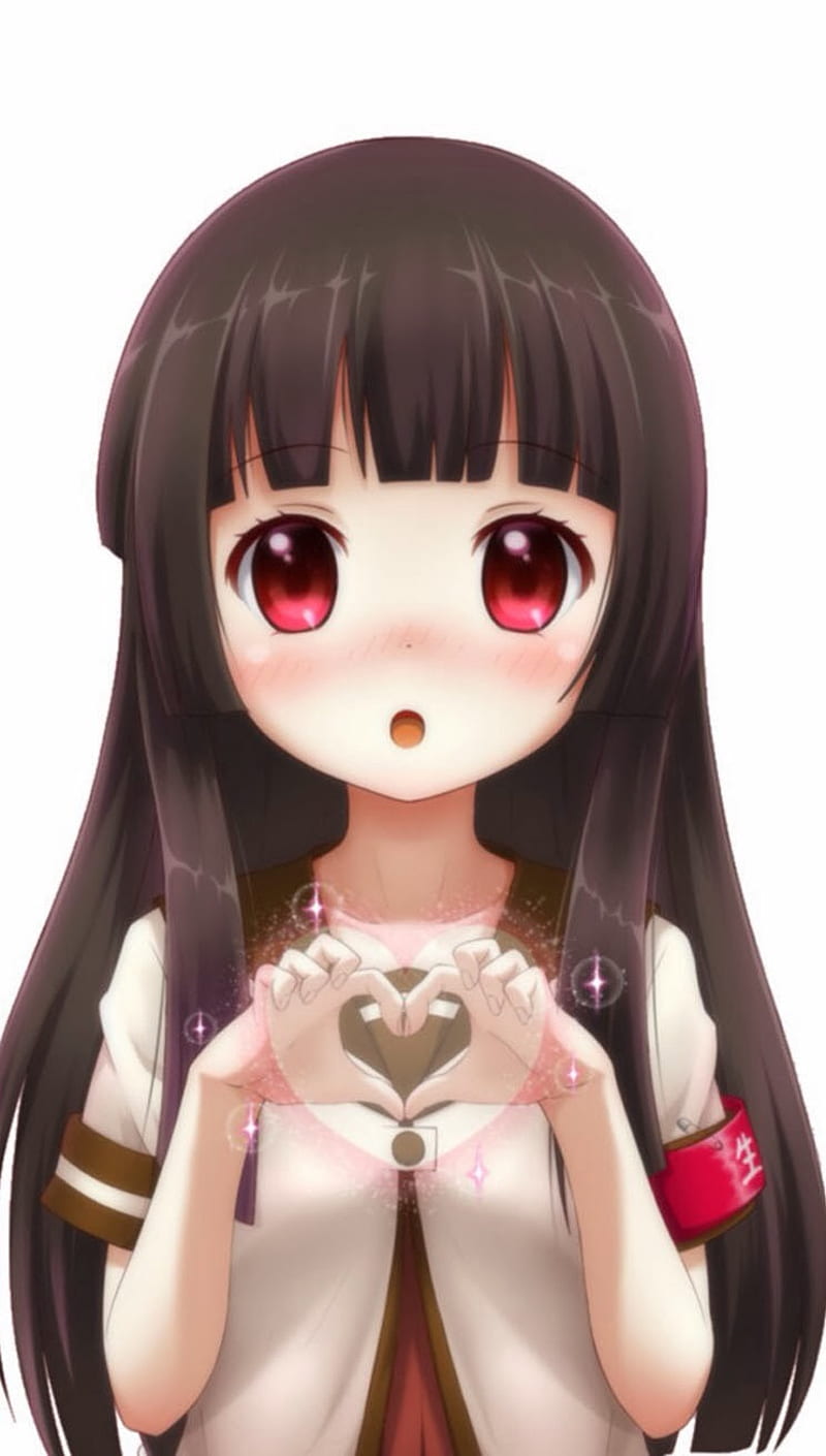 Anime Girl, cute, heart, love, HD phone wallpaper | Peakpx