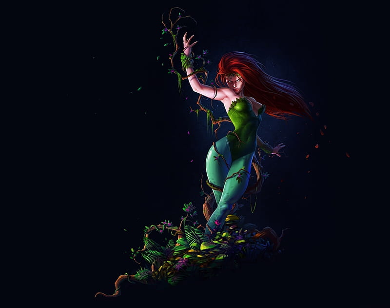 Poison Ivy, art, fantasy, woman, HD wallpaper