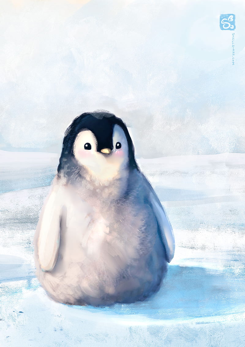 Penguin, Christmas, Shellz-art, adorable, animal, anime, arctic, baby, blue,  HD phone wallpaper | Peakpx