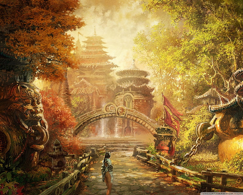 Temple, painting, fantasy, abstract, HD wallpaper | Peakpx