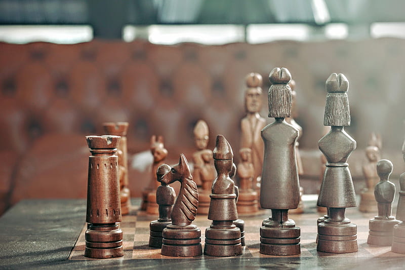 selective focus graphy of chess pieces, HD wallpaper