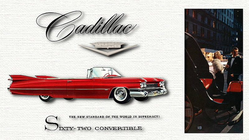 1959 Cadillac Convertible ad art, 1959 Cadillac, General Motors, Cadillac, Vintage Cadillac advertisement, Cadillac , Cadillac Background, HD wallpaper