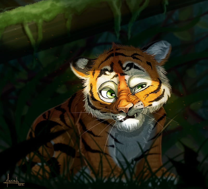tiger cub, art, emotions, tiger, HD wallpaper
