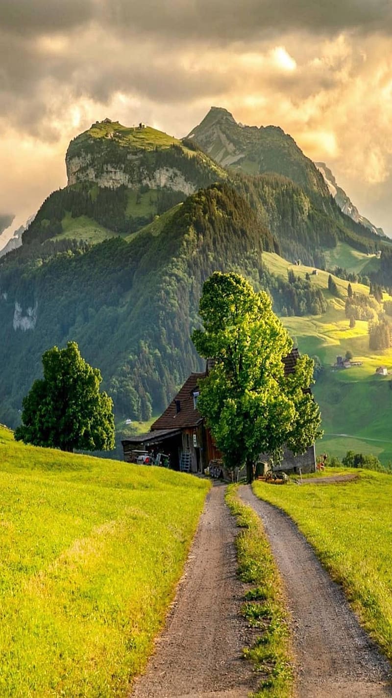 Best Scenery, House With Mountains Background, house, mountains background,  greenery, HD phone wallpaper | Peakpx
