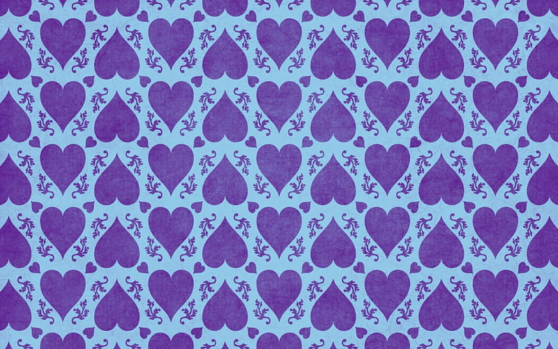 corazones, pattern, purple, heart, texture, valentine, blue, HD wallpaper