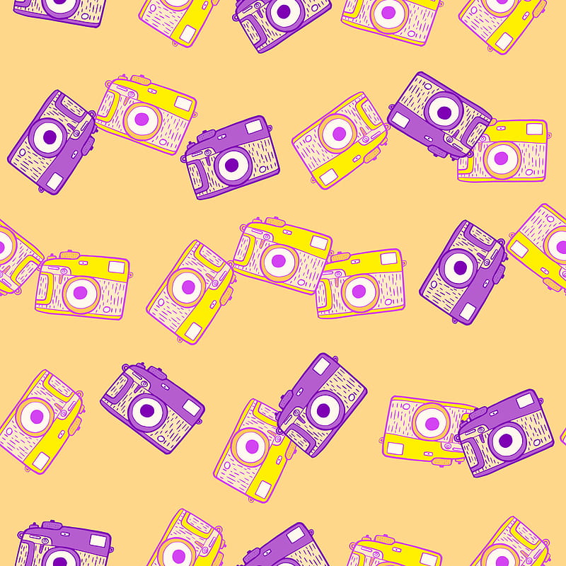 camera vintage seamless pattern. Retro cameras design. Repeated texture in doodle style. 5705660 Vector Art at Vecteezy, HD phone wallpaper