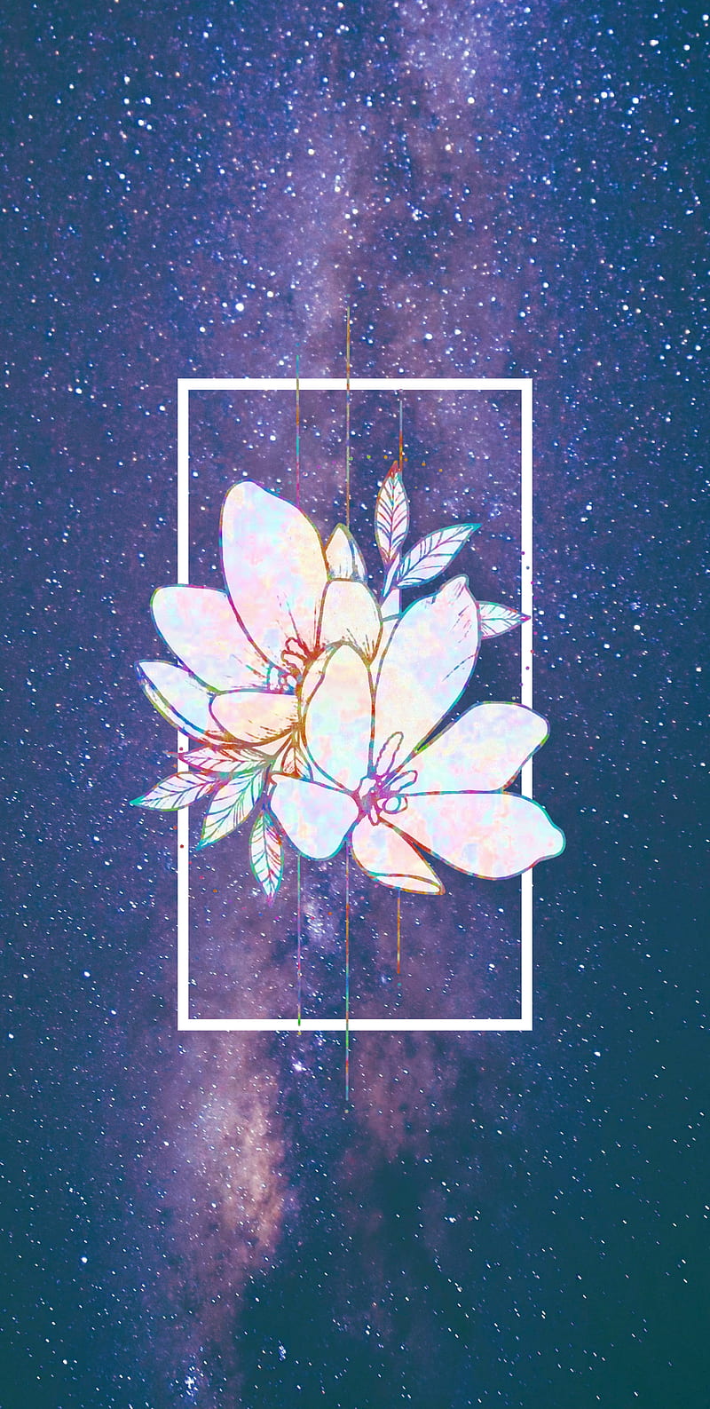 Lotus and Galaxy, blue, flower, nebula, opal, orchid, purple, stars, white, HD phone wallpaper
