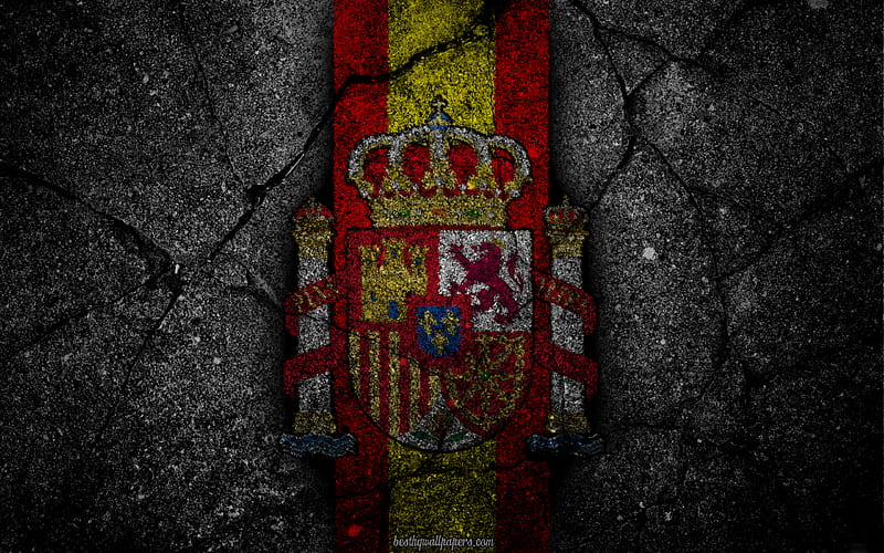 coat of arms of Spain, Spanish coat of arms, grunge, flag of Spain, art, symbolism of Spain, HD wallpaper