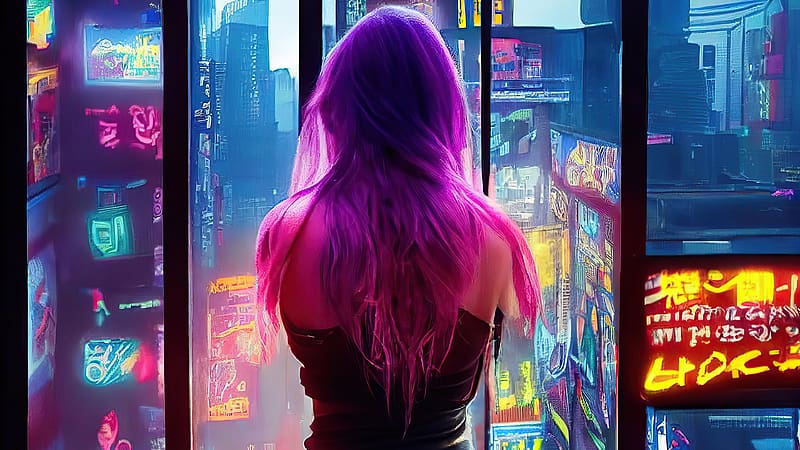 Cyberpunk Girl Cityscape, cyberpunk, scifi, artist, artwork, digital-art, HD wallpaper