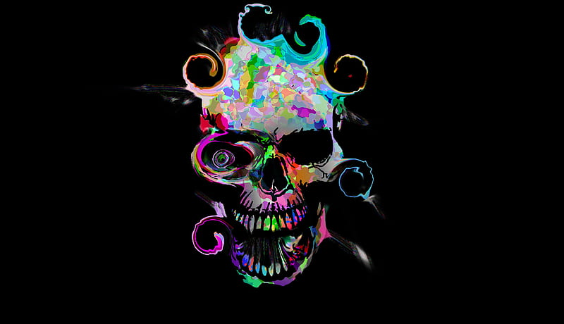 Artistic Colorful Skull, skull, artist, artwork, HD wallpaper