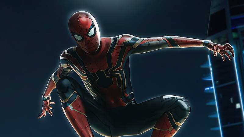Spiderman Iron Suit , spiderman, superheroes, artwork, artist, HD wallpaper