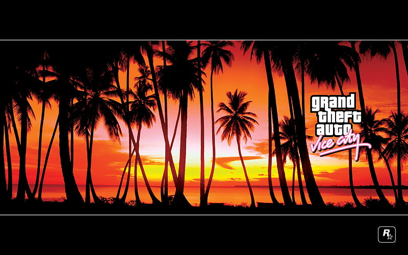 Grand Theft Auto: Vice City, open world, video game, game, palm trees, Vice City, gaming, GTA, roam, classic, Grand Theft Auto, HD wallpaper